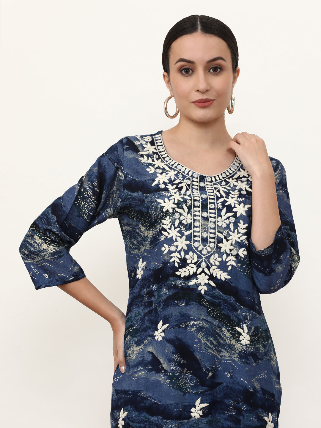 Embroidered Straight Floral Kurta