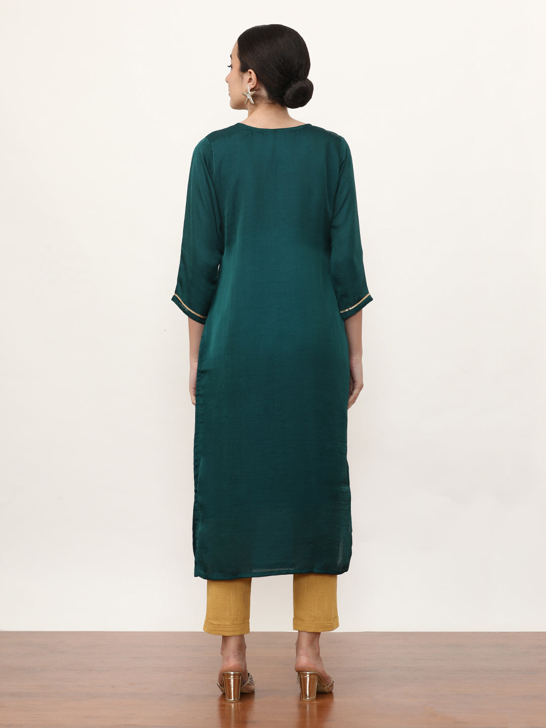 Embroidered Pure Silk Floral Kurta