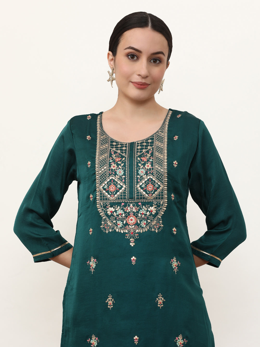 Embroidered Pure Silk Floral Kurta