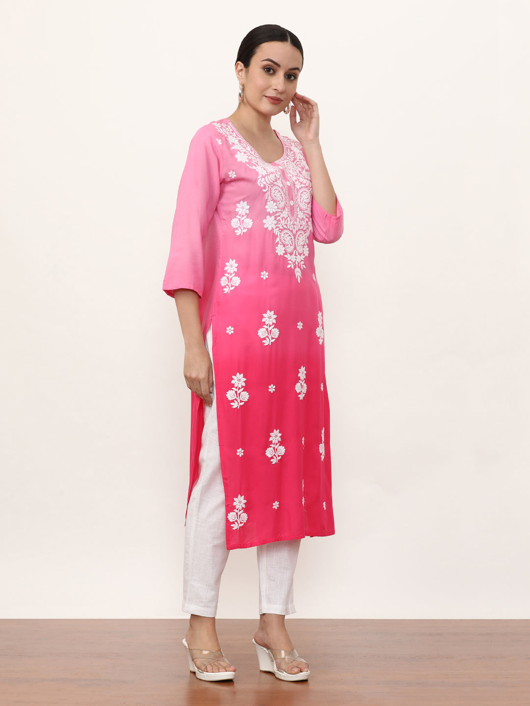 Embroidered Straight Floral Kurta