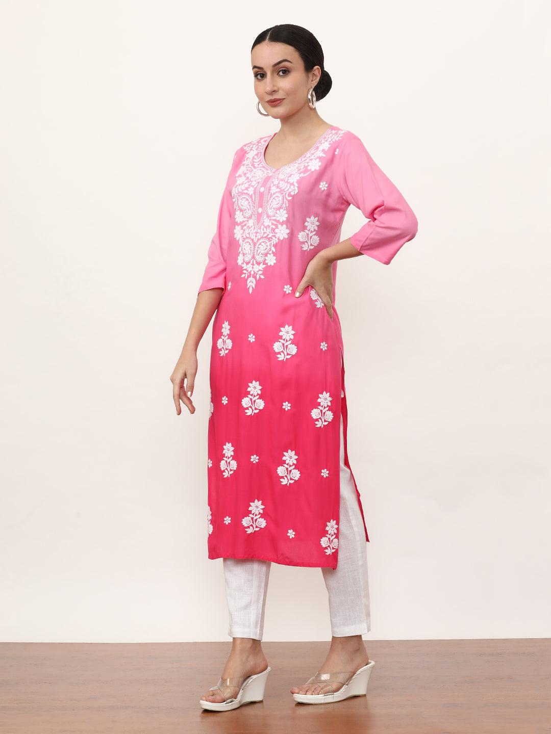 Embroidered Straight Floral Kurta
