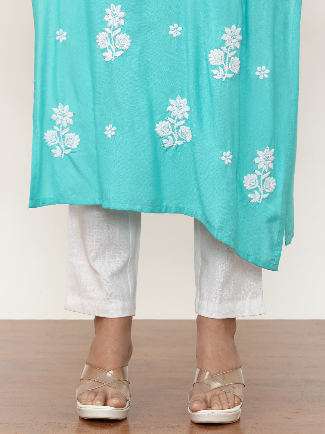 Embroidered Straight Floral Kurta