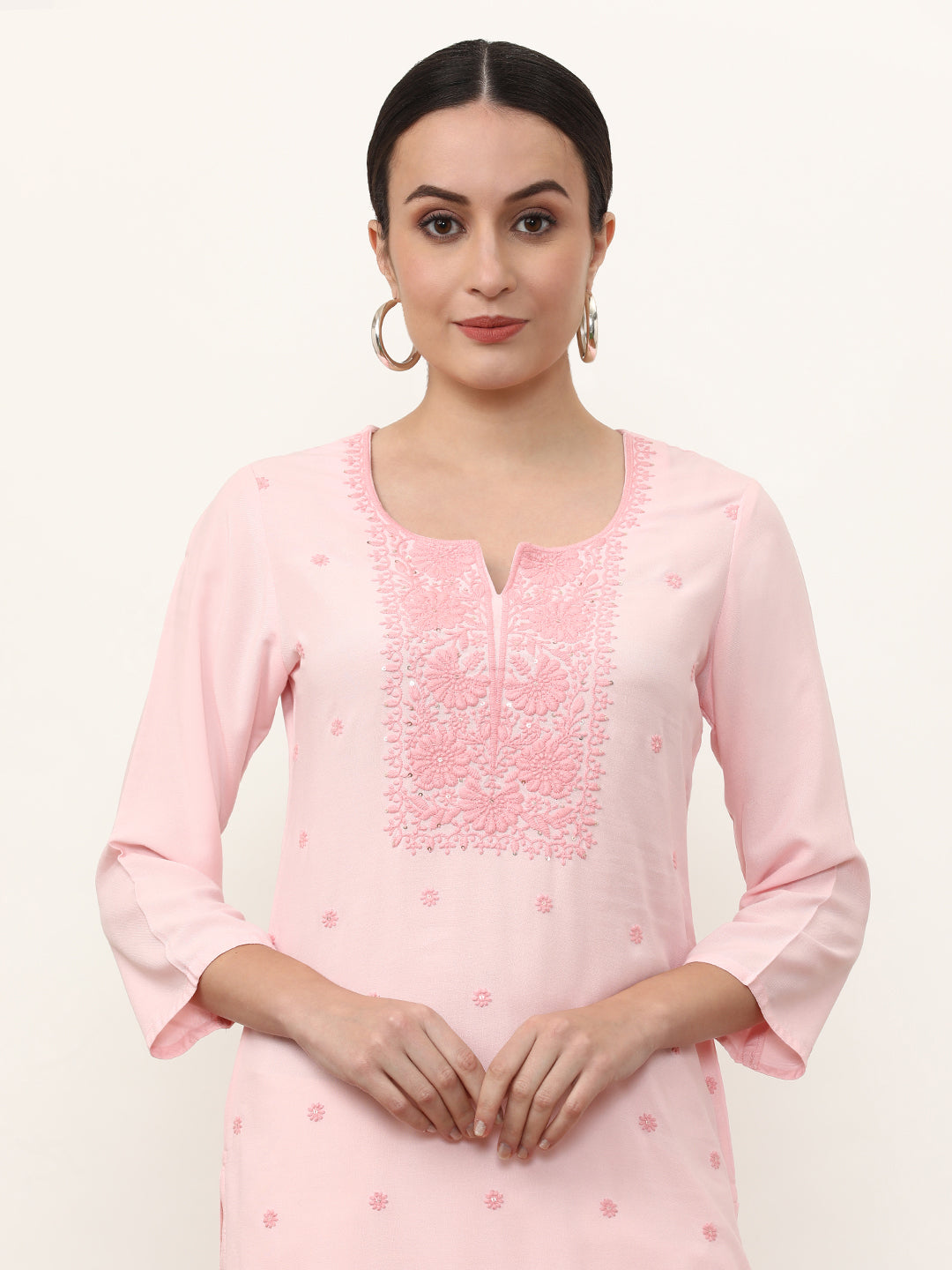 Embroidered Straight Solid Kurta