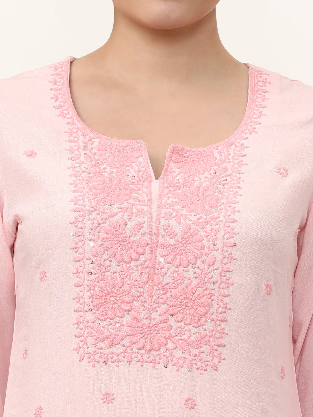 Embroidered Straight Solid Kurta