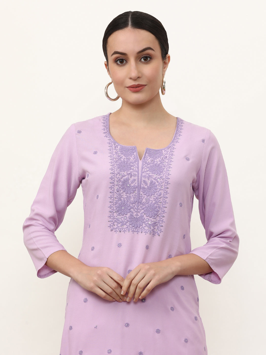 Embroidered Straight Solid Kurta