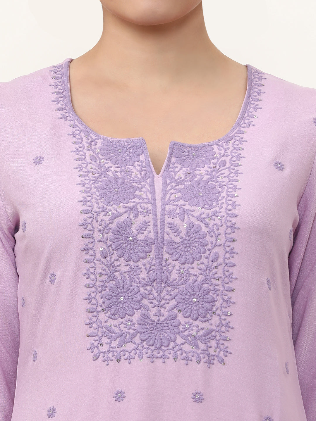 Embroidered Straight Solid Kurta