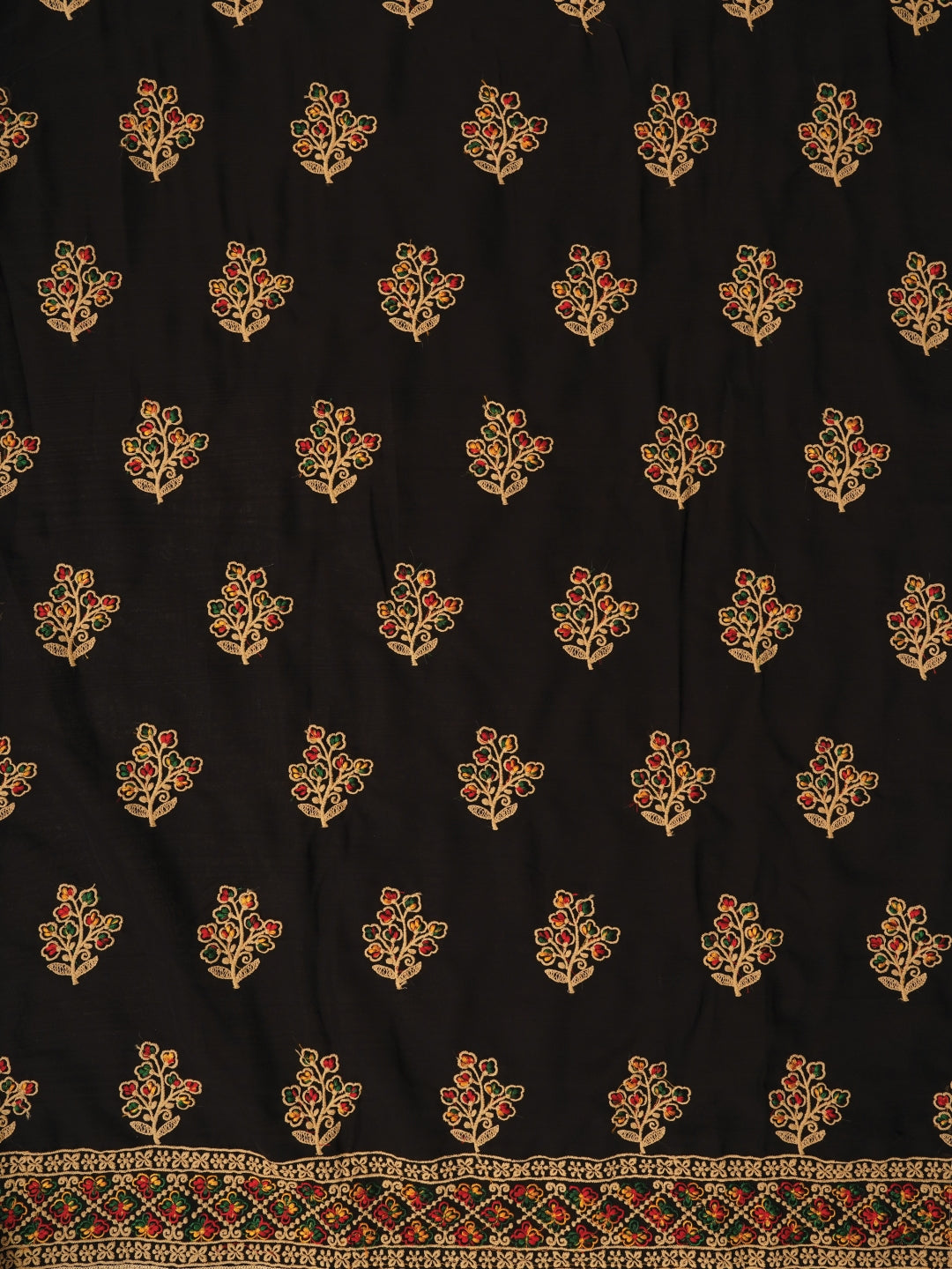 Zari Silk Georgette Black Dress Material with Dupatta