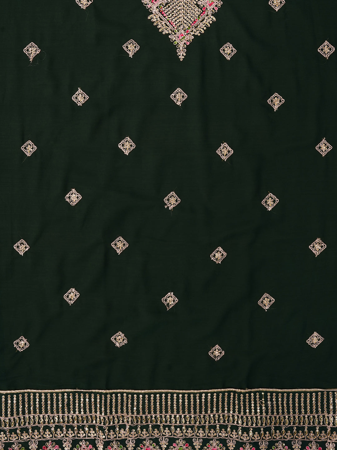 Green Zari Silk Georgette Dress Material with Dupatta