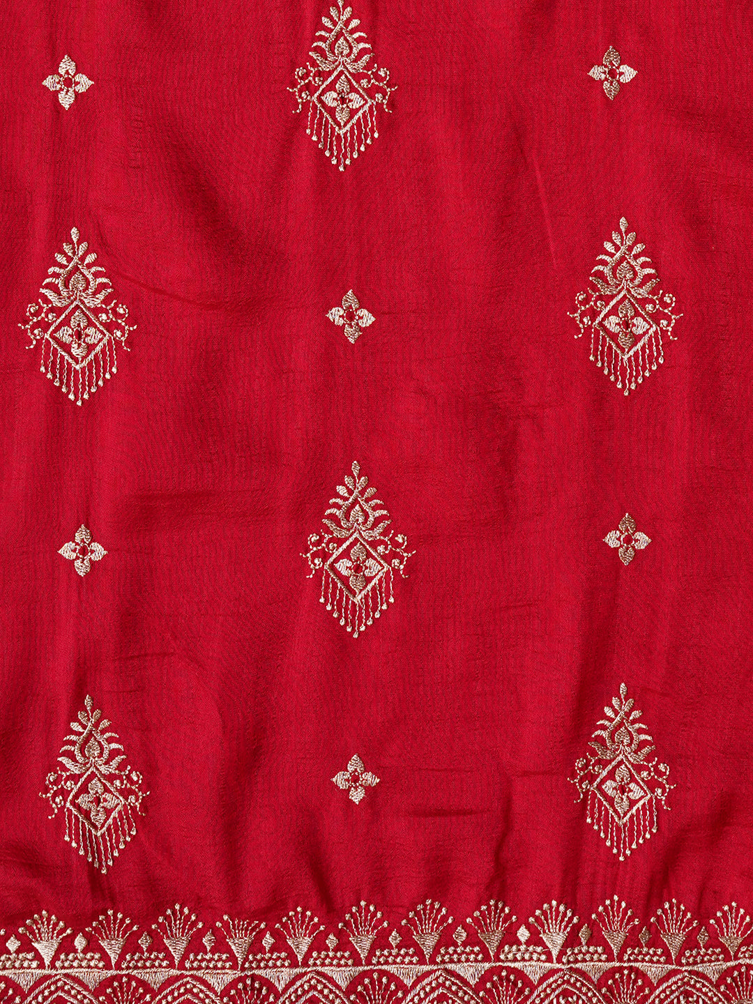 Pink Unstitched Embroidered Silk Blend Dress Material With Dupatta