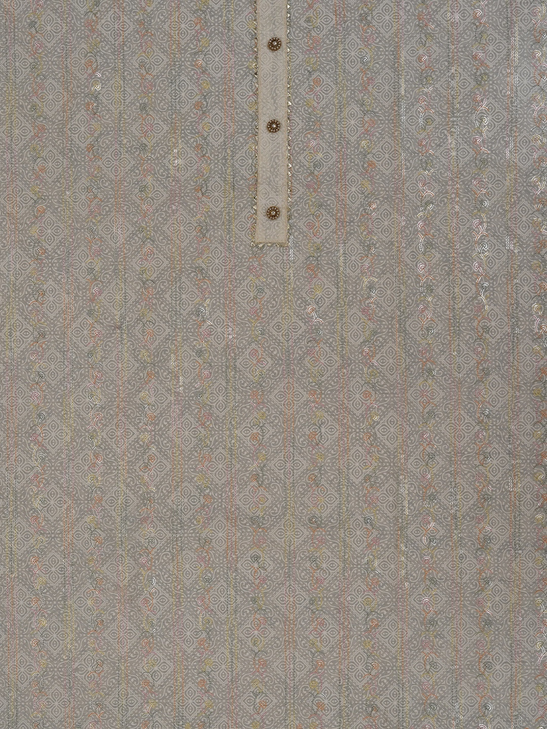 Sequin Embroidered Silk Blend Off White Dress Material with Dupatta