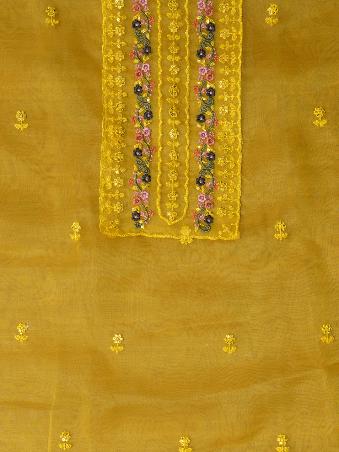 Unstitched Embroidered Organza Dress Material With Dupatta