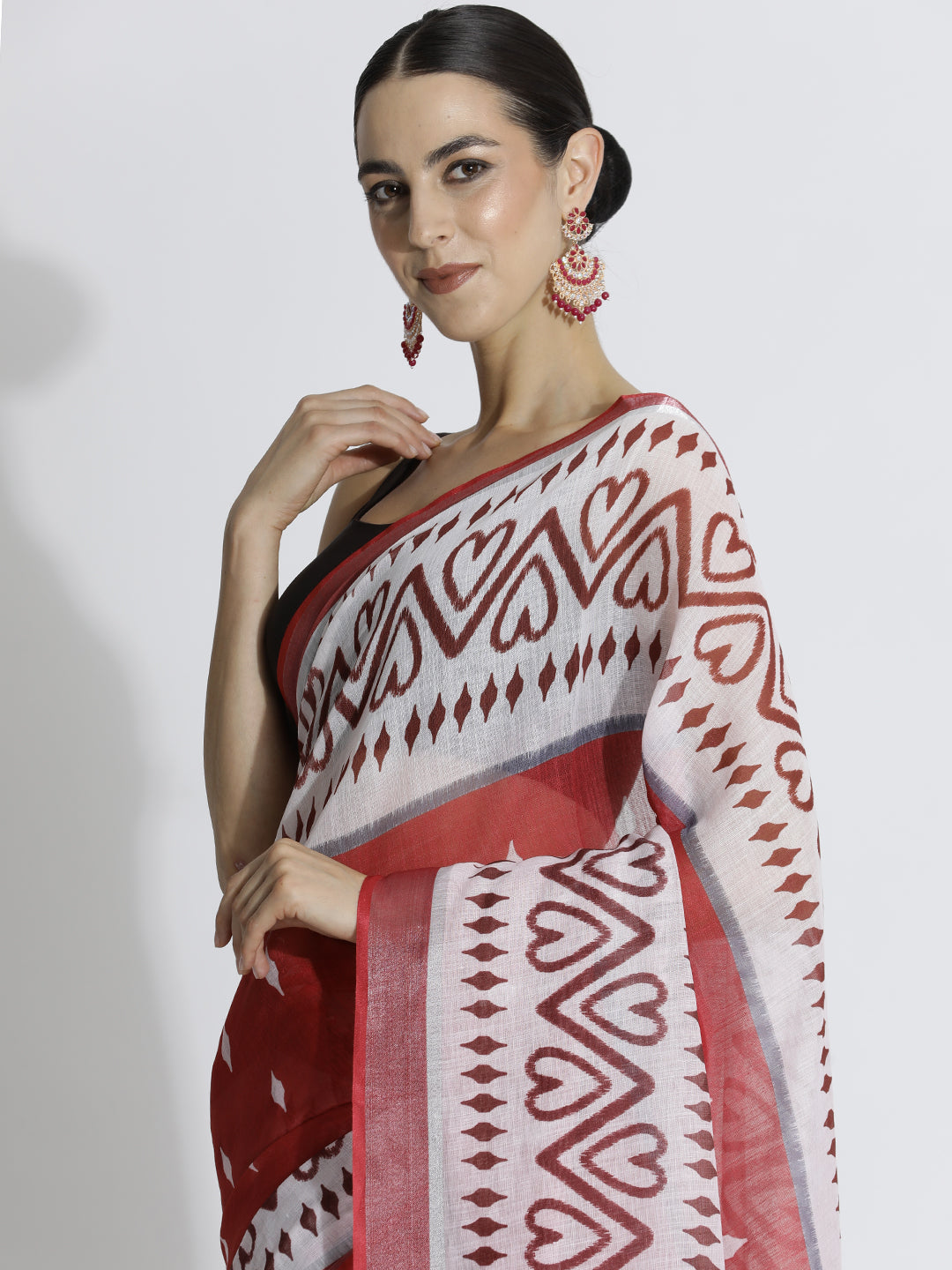 Ethnic Printed Daily Wear Pure Linen Saree