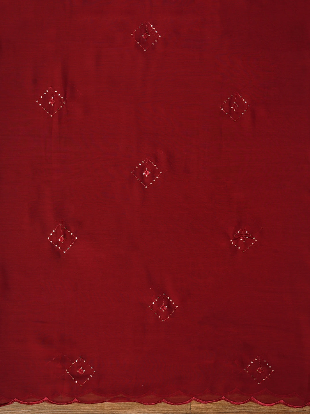 Maroon Embroidered Silk Georgette Dress Material with Dupatta