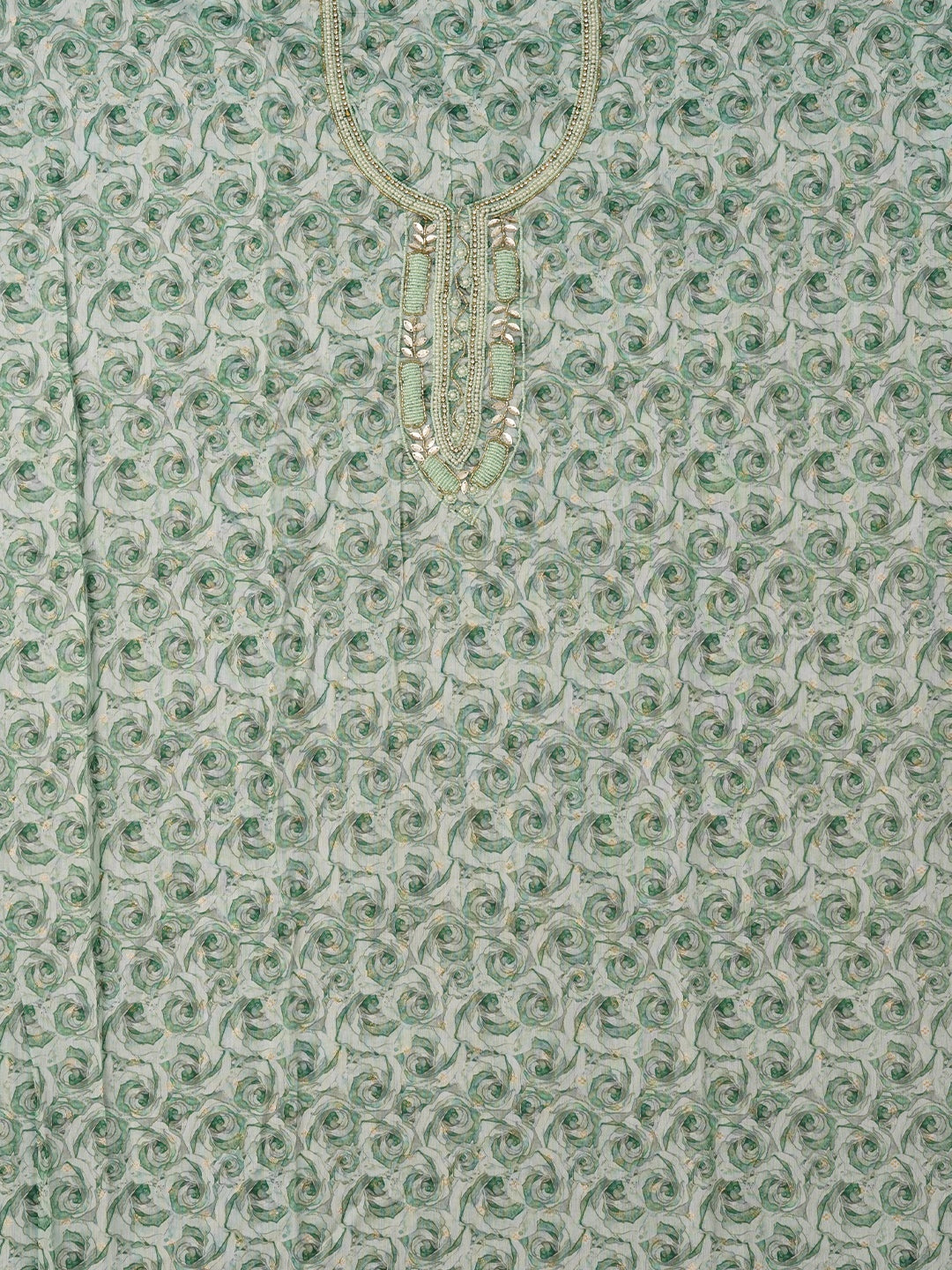 Unstitched Multicolor Embellished Cotton Blend Dress Material with Dupatta