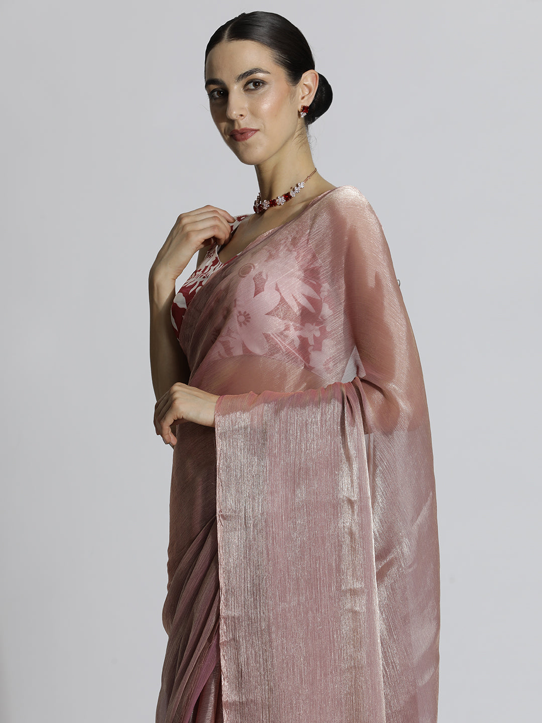 Black Festive Tissue Solid Saree