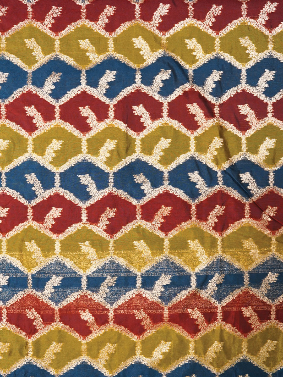 Teal Unstitched Zari Woven Organza Dress Material With Dupatta