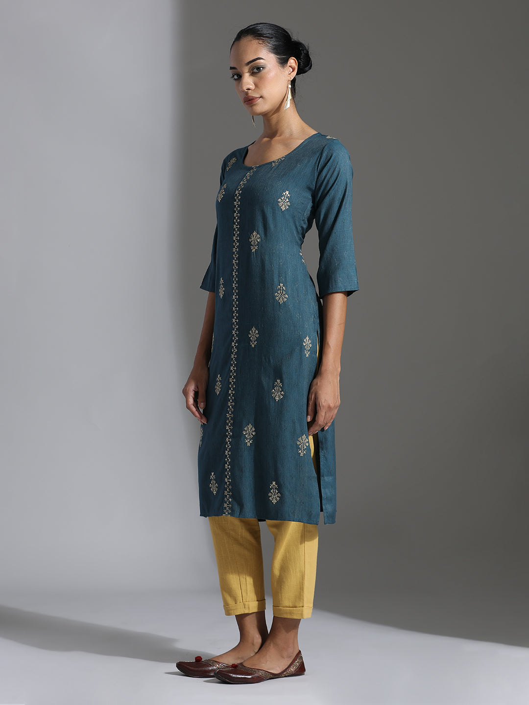 Woven Design Festive Straight Kurta