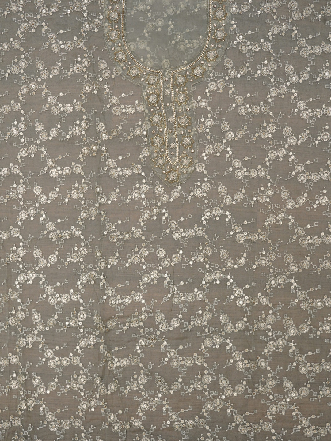 Mehandi Green Festive Embellished Organza Dress Material with Dupatta