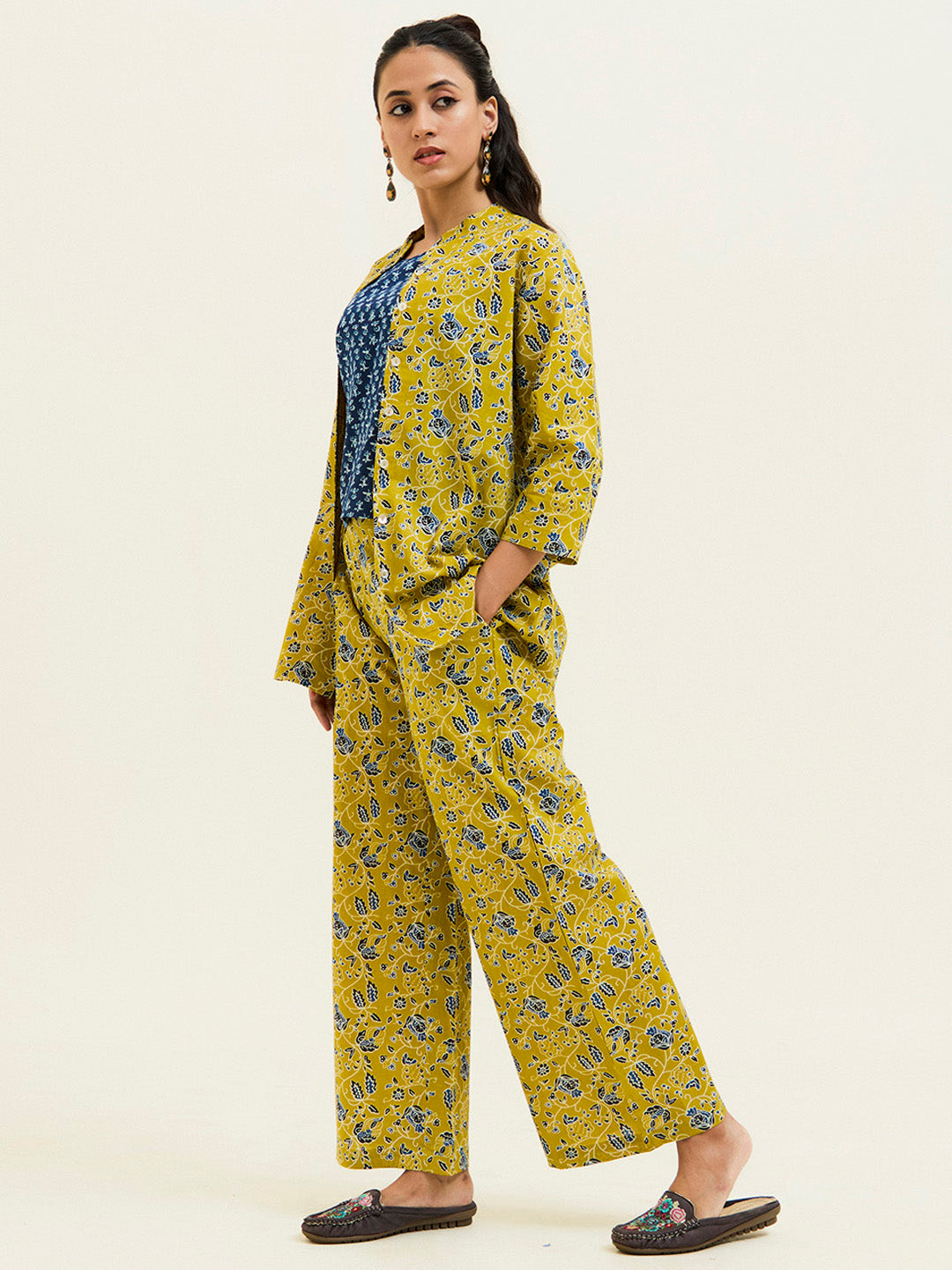 Mustard Handblock Printed Cotton Co-ord Set