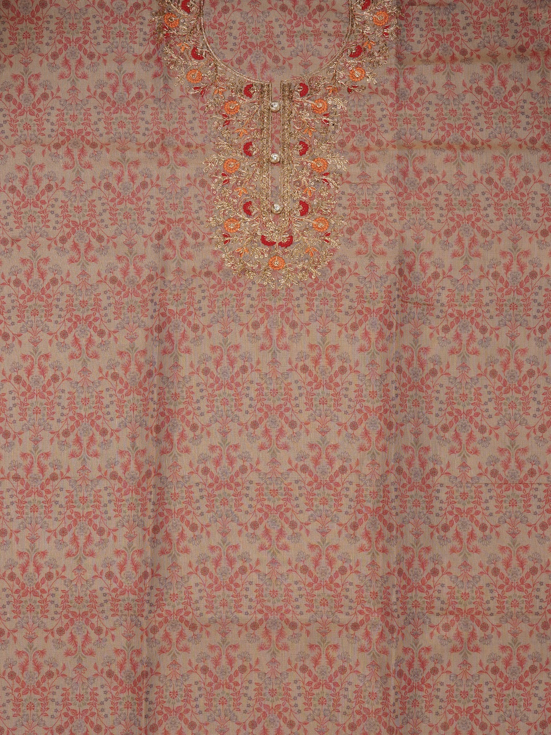 Pink Embellished Organza Dress Material with Dupatta