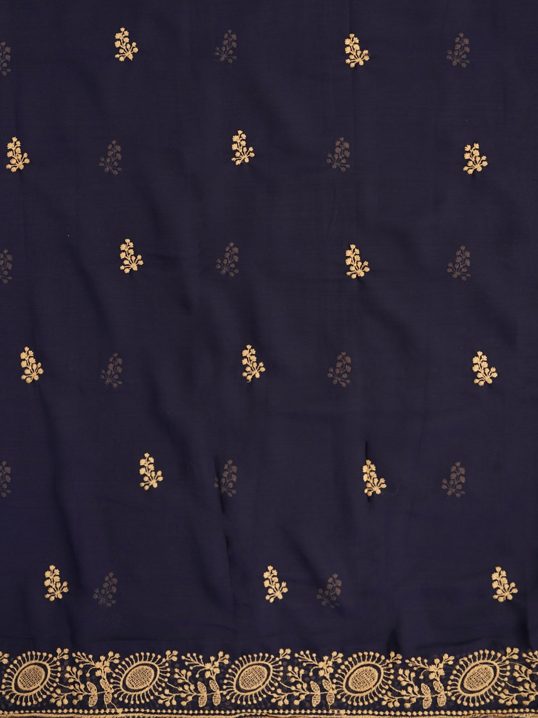 Navy Blue Sequin Embroidered Silk Georgette Dress Material with Dupatta