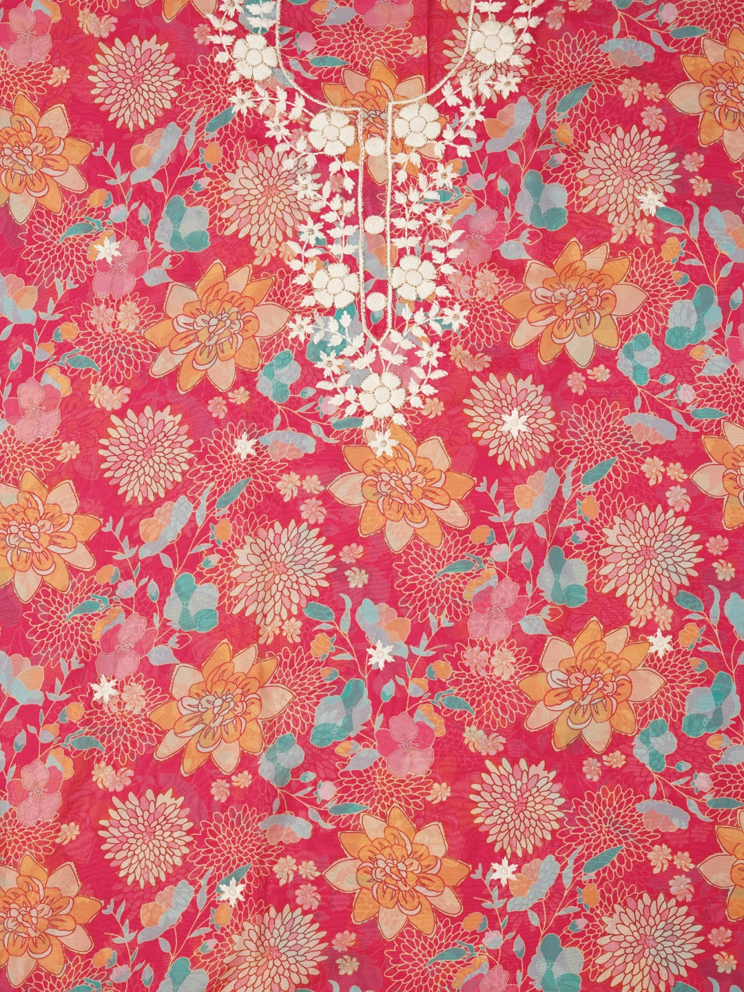 Pink Lucknowi Embroidered Organza Dress Material with Dupatta