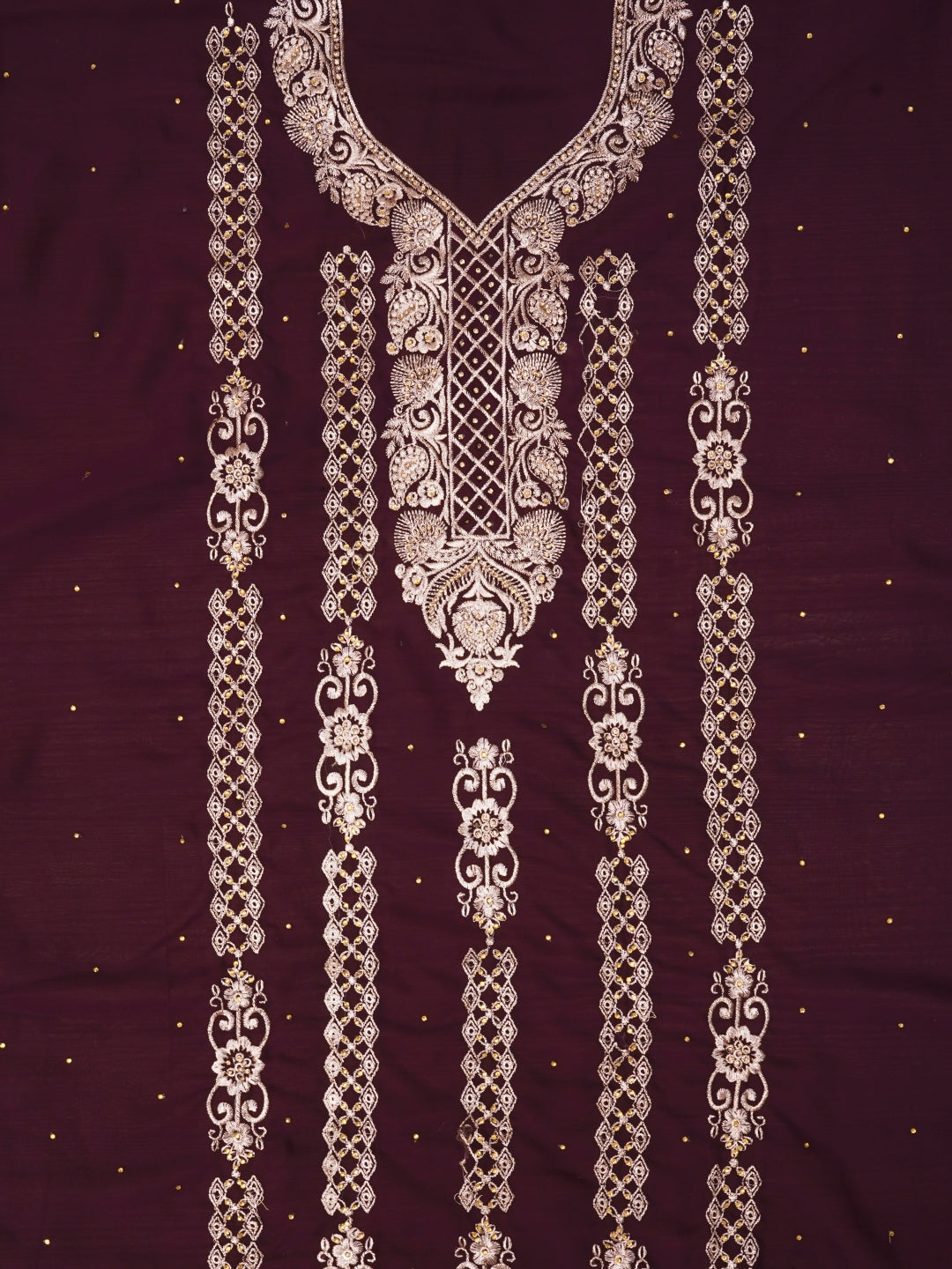 Zari Purple Silk Georgette Dress Material with Dupatta