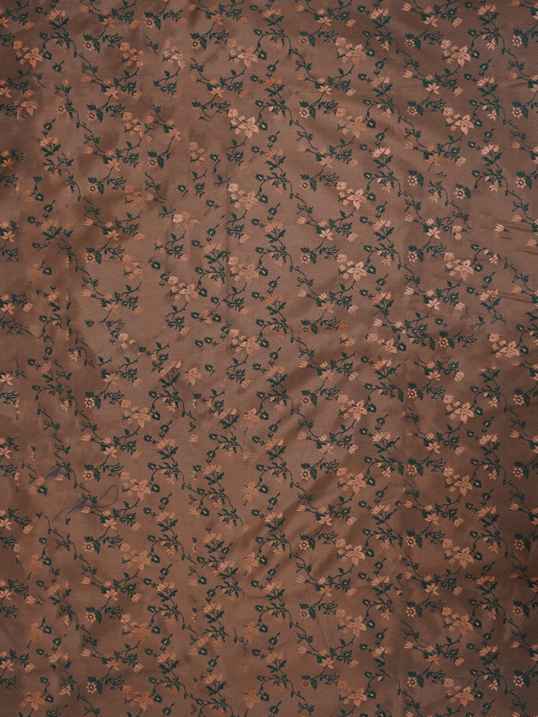 Mehandi Floral Silk Zari Woven Dress Material with Dupatta