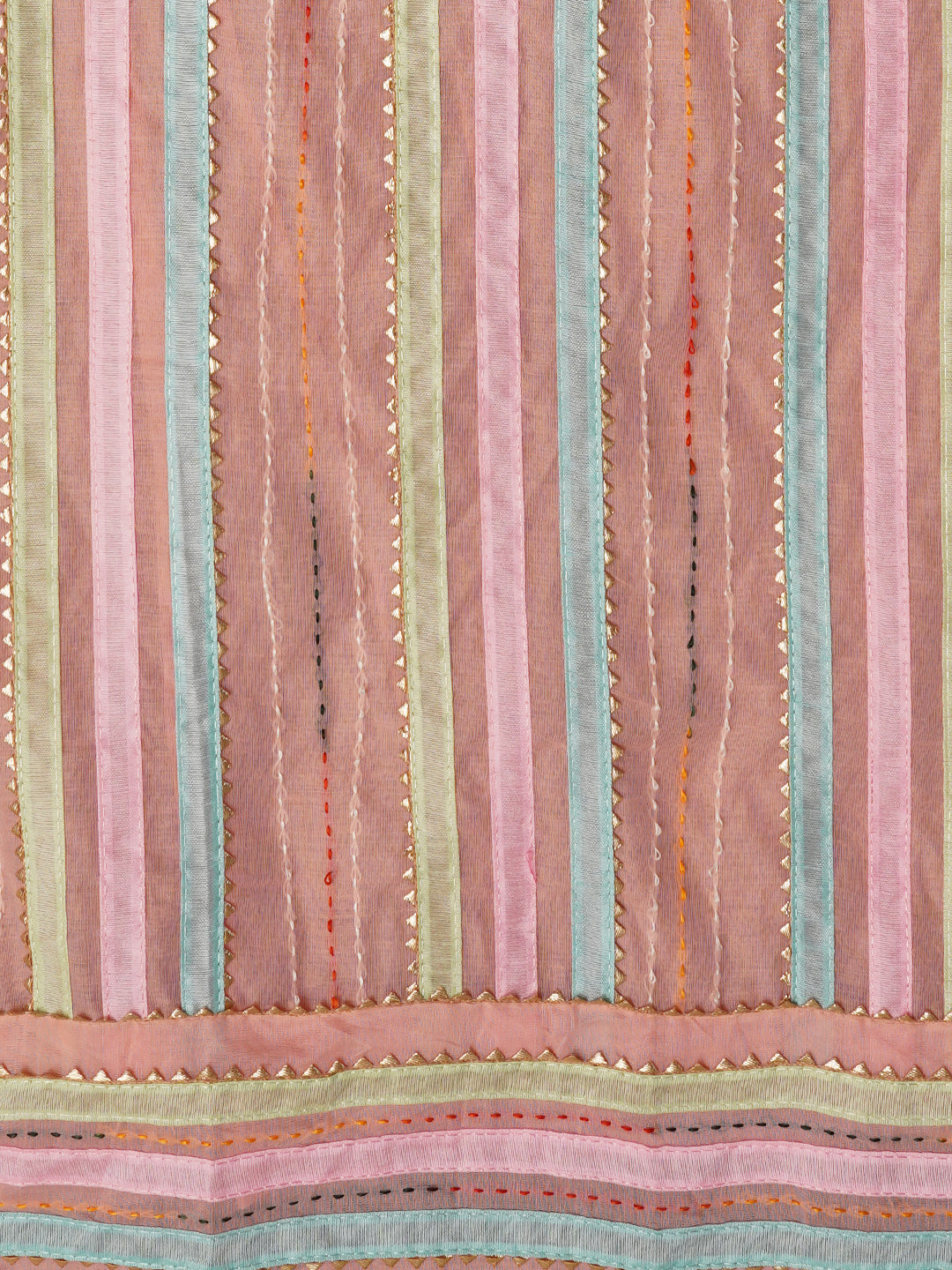 Unstitched Pink Embroidered Cotton Blend Dress Material With Dupatta