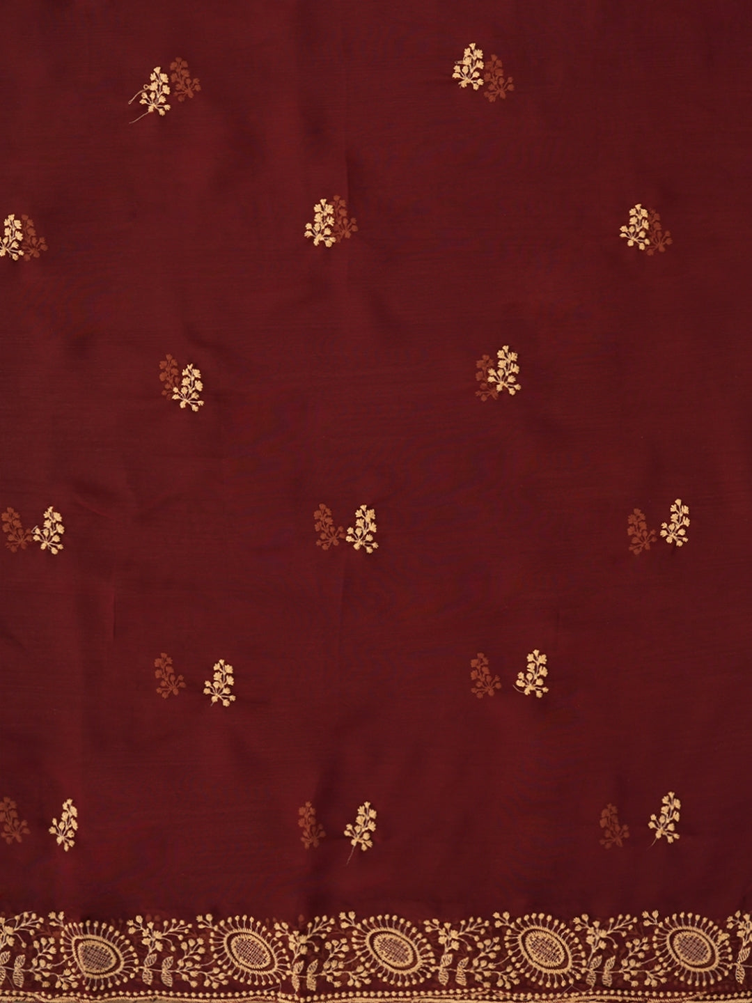 Maroon Sequin Embroidered Silk Georgette Dress Material with Dupatta