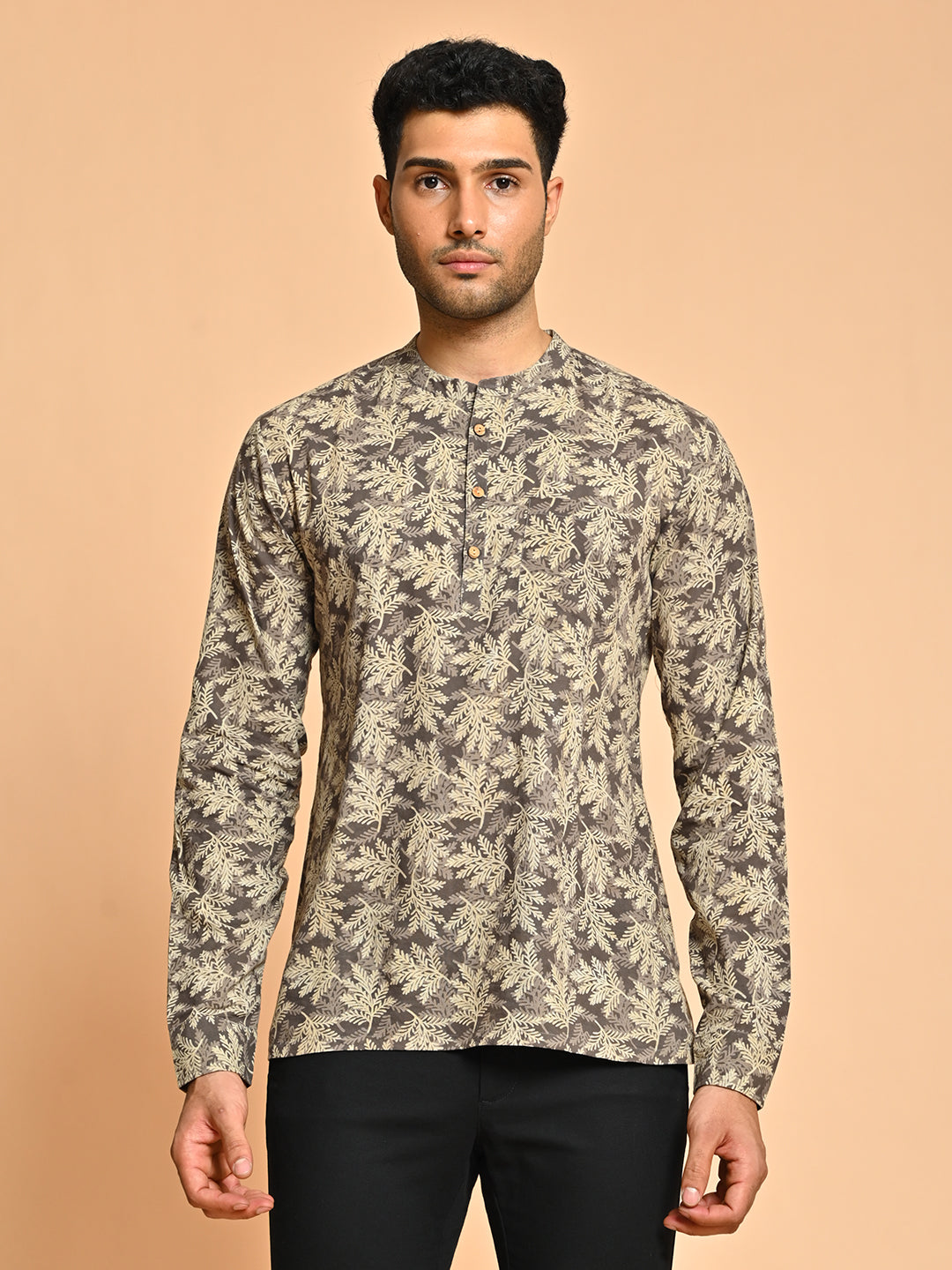 Floral Block Printed Cotton Short Kurta