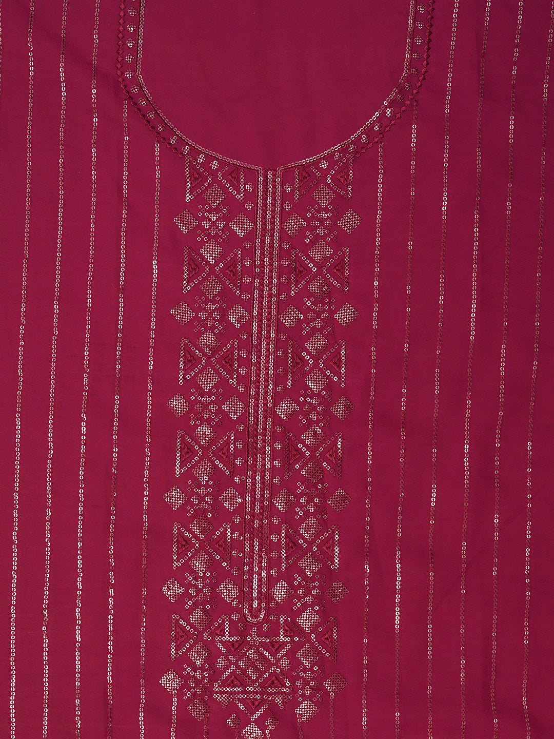 Pink Unstitched Embroidered Silk Georgette Dress Material With Dupatta