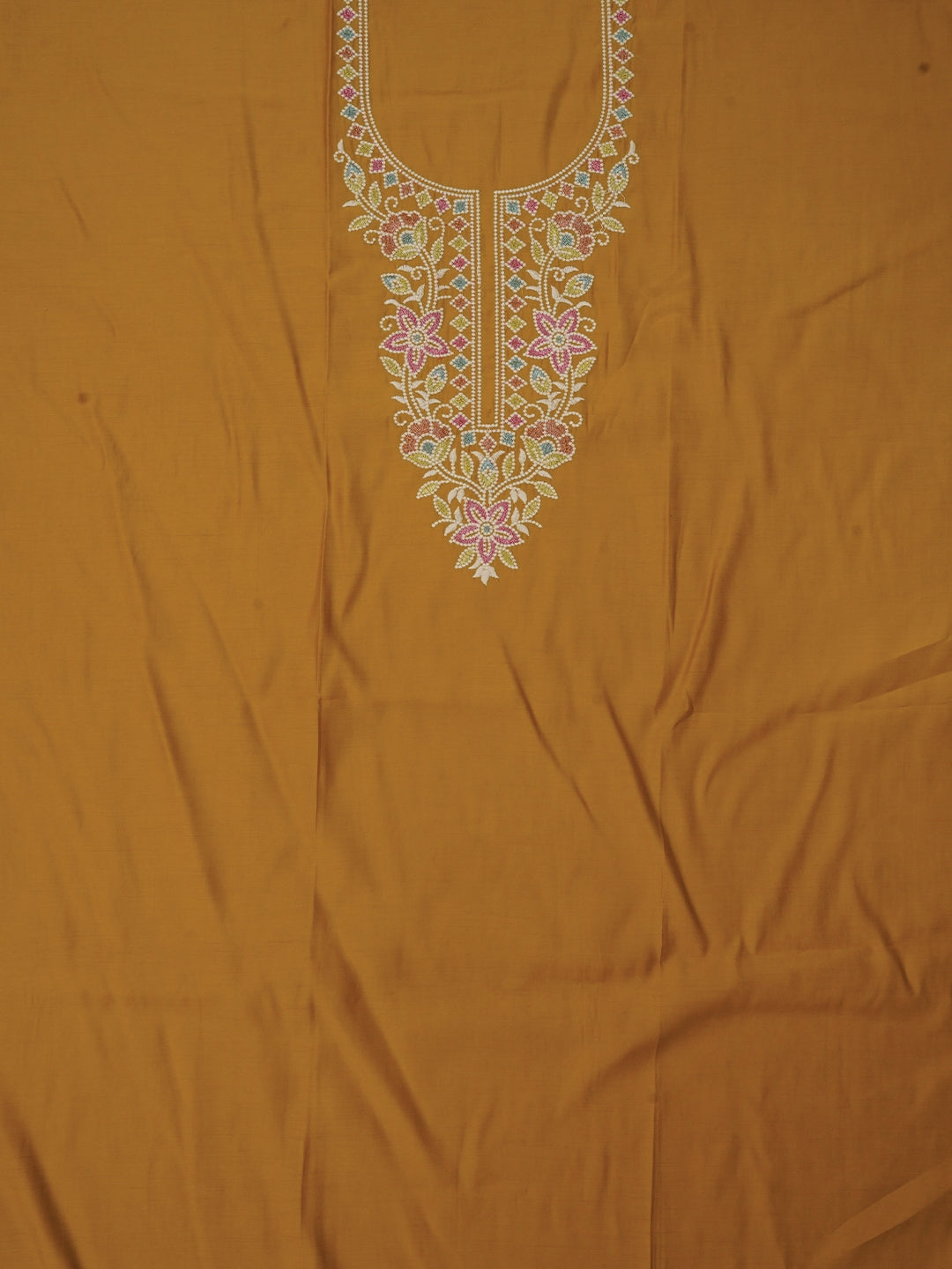 Mustard Zari Pure Cotton Dress Material with Dupatta