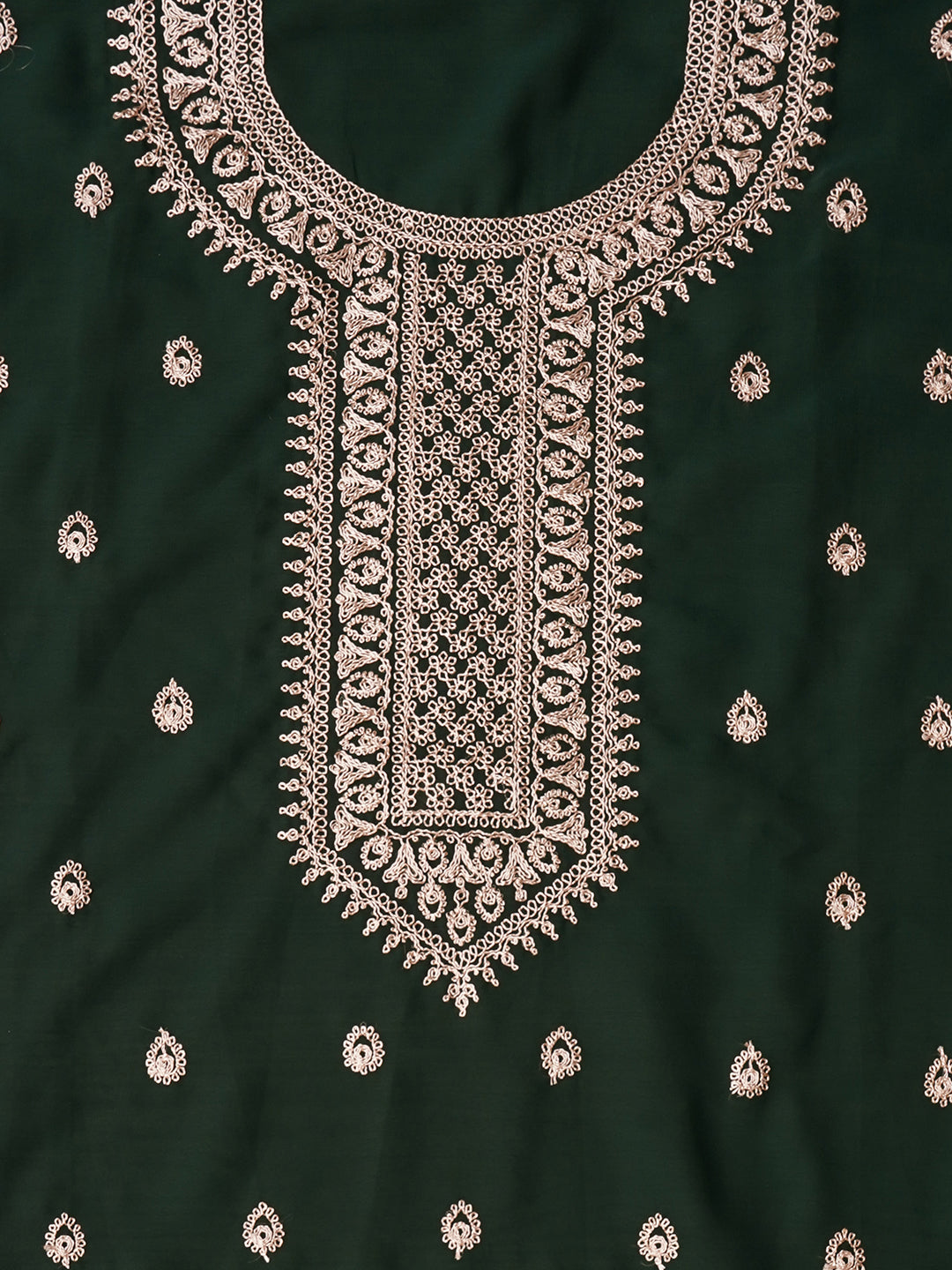 Unstitched Embroidered Silk Georgette Green Dress Material With Dupatta