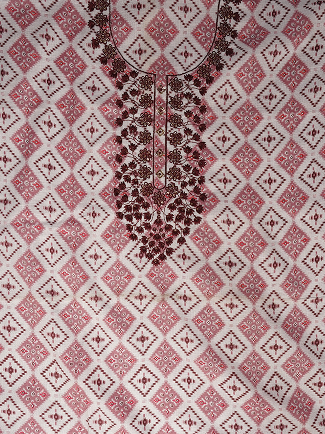 Pink Embellished Printed Pure Cotton Dress Material with Dupatta