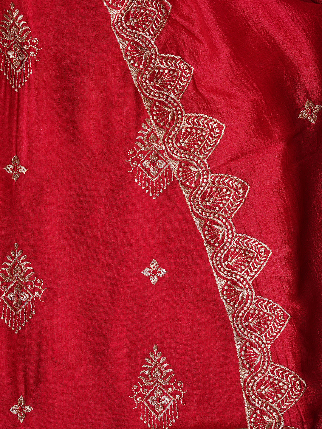 Pink Unstitched Embroidered Silk Blend Dress Material With Dupatta
