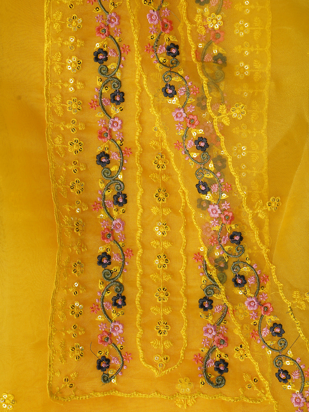 Unstitched Embroidered Organza Dress Material With Dupatta