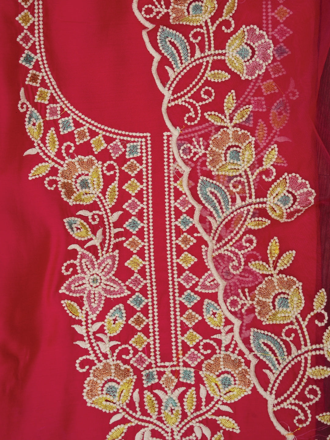Pink Zari Pure Cotton Dress Material with Dupatta