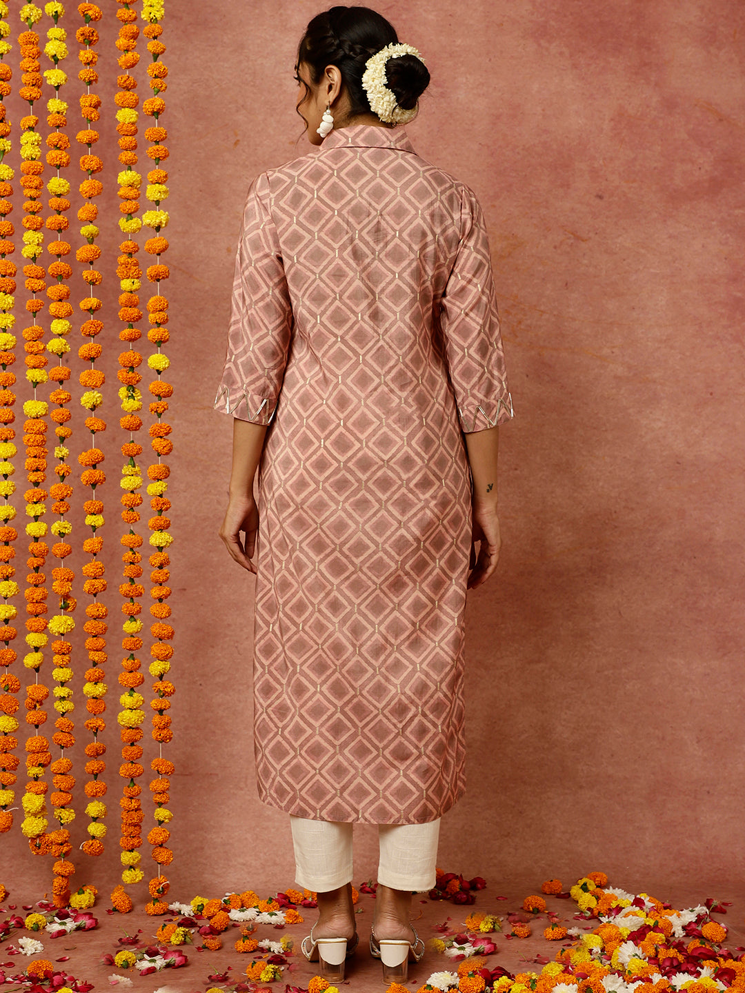 Mauve Abstract Print Straight Kurta