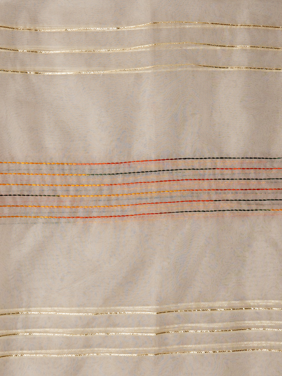 Off White Unstitched Embroidered Cotton Blend Dress Material With Dupatta