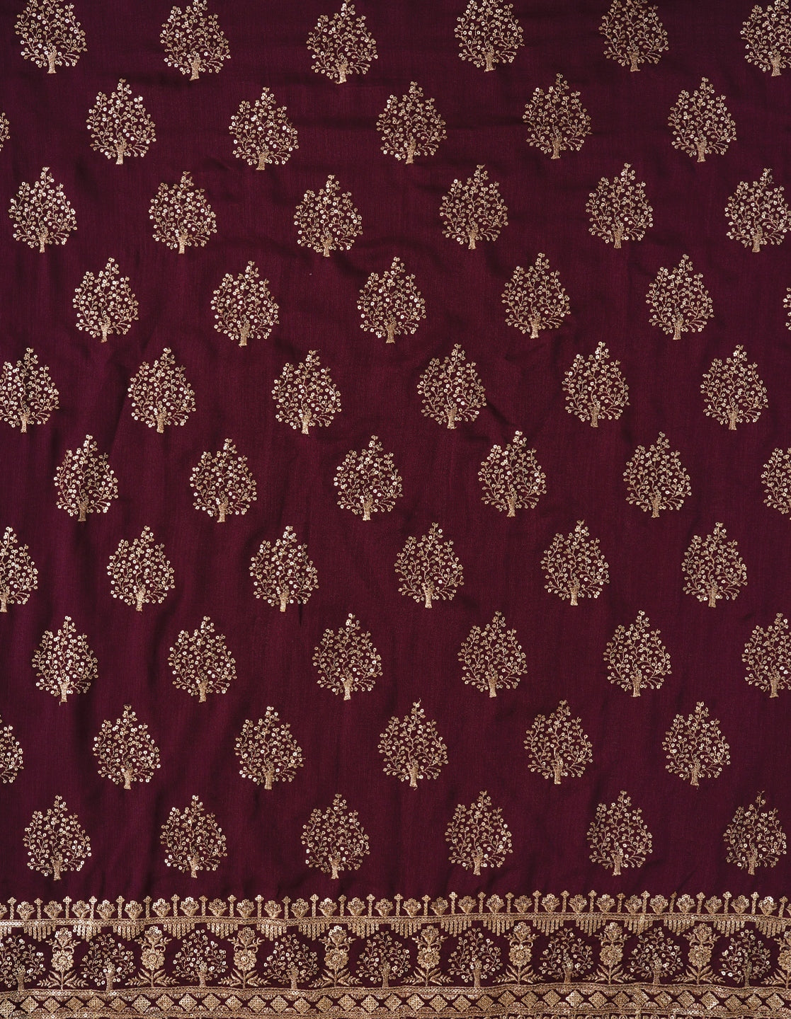 Purple Sequin Work Cotton Blend Dress Material with Dupatta