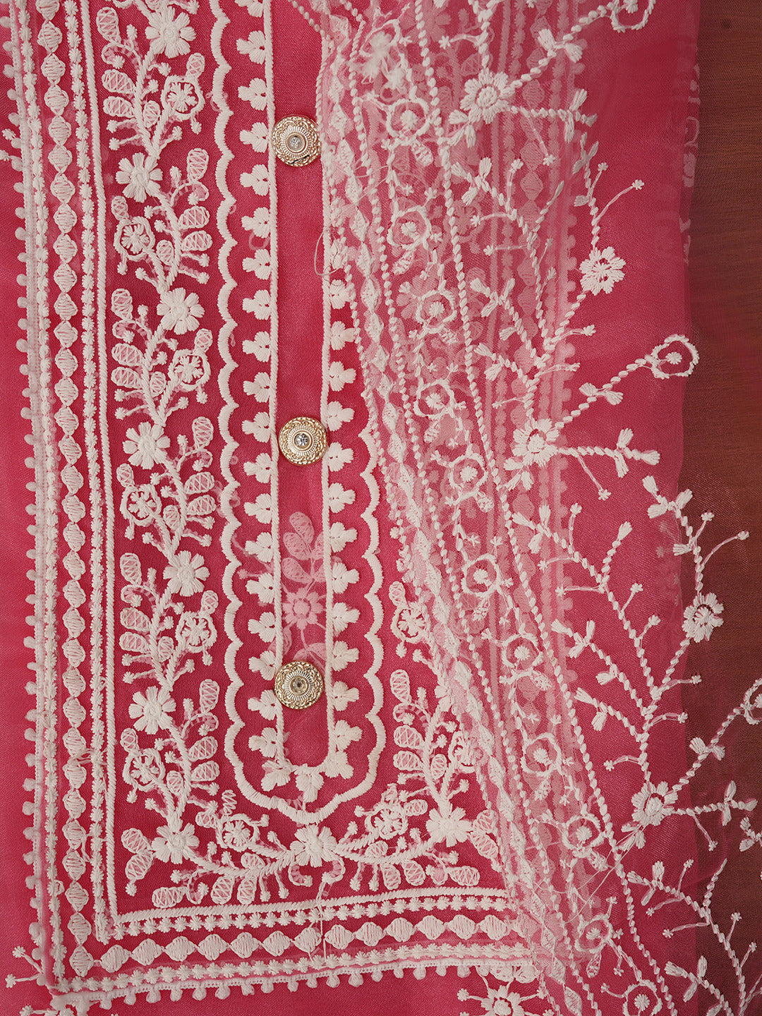 Gajri Unstitched Embroidered Organza Dress Material With Dupatta