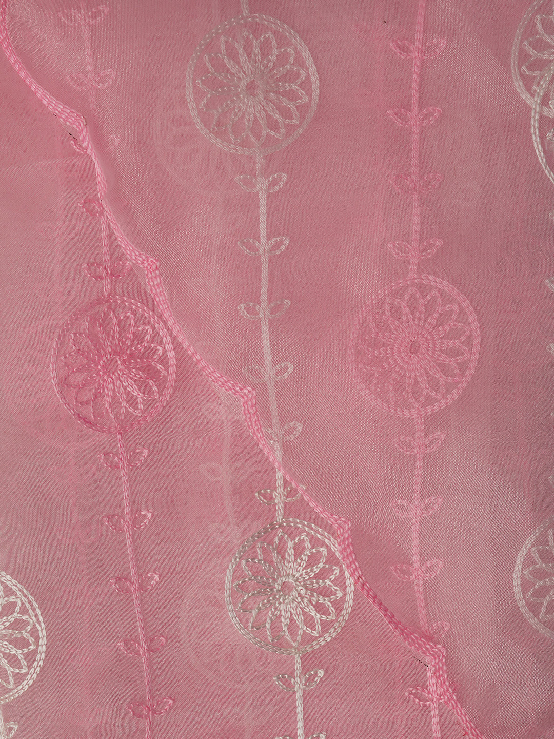 Unstitched Baby Pink Embroidered Organza Dress Material With Dupatta