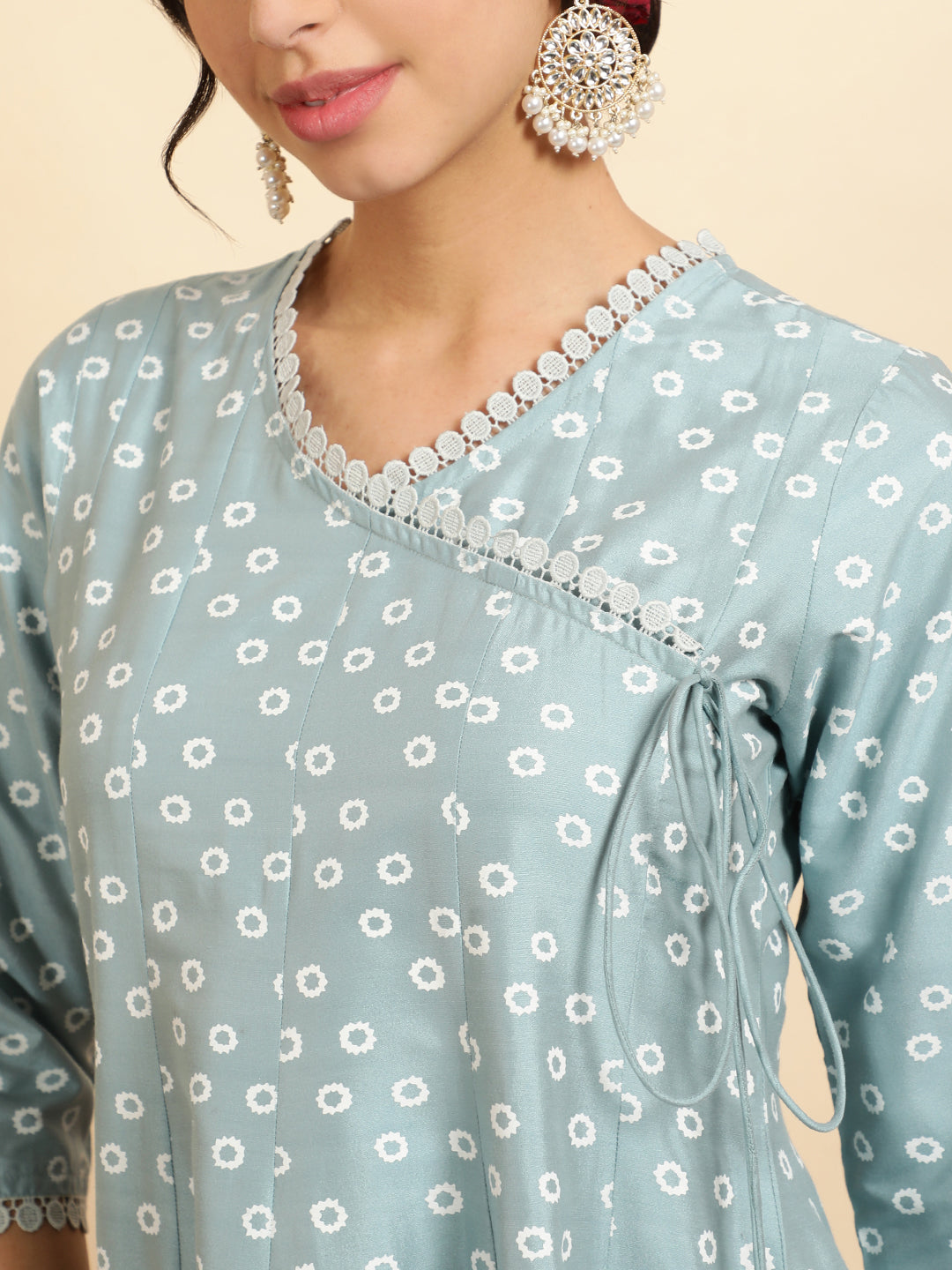 Festive Printed Anarkali Kurta Set With Handblock Dupatta