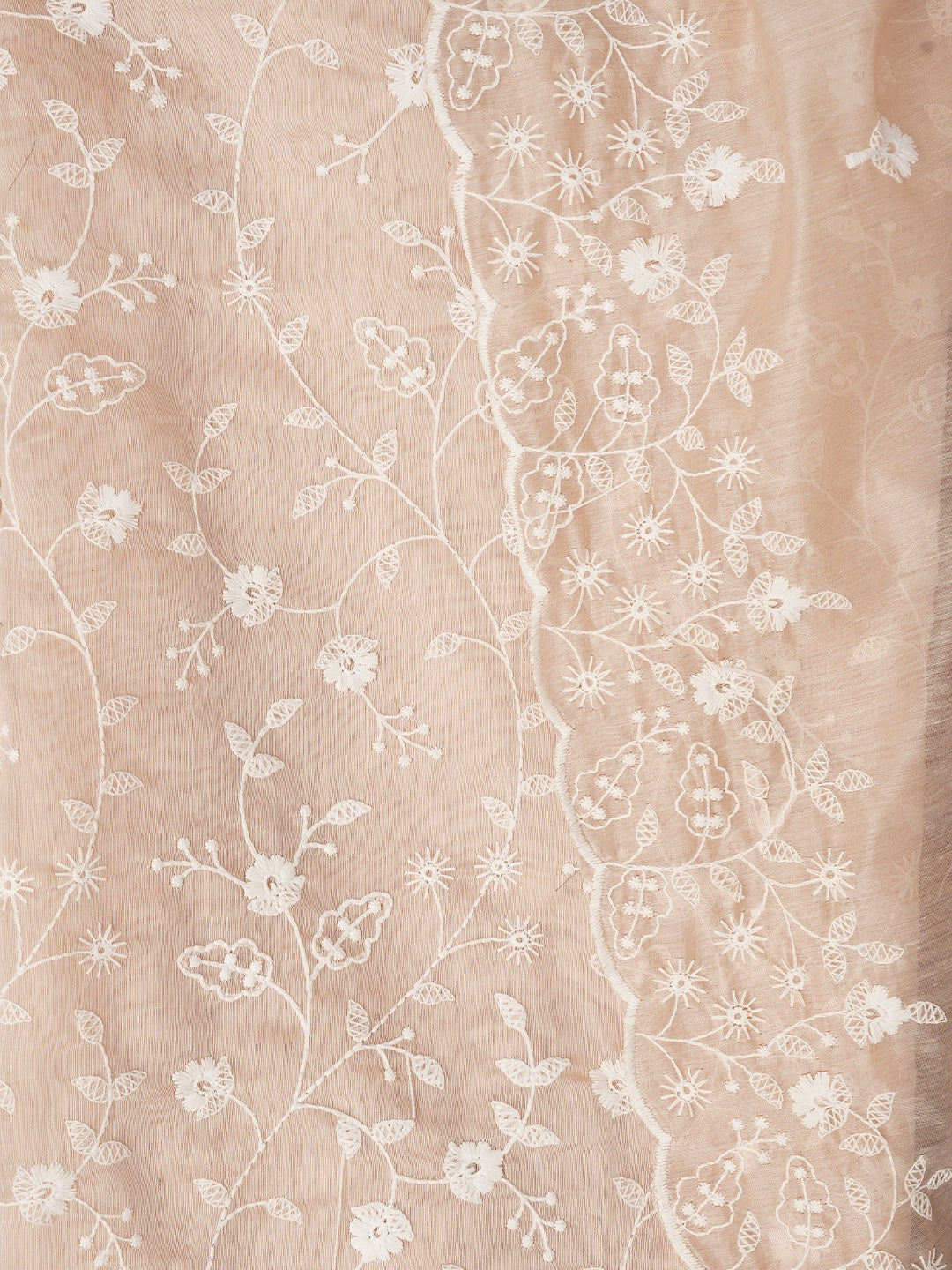 Rose Gold Cotton Lucknowi Embroidered Dress Material with Dupatta