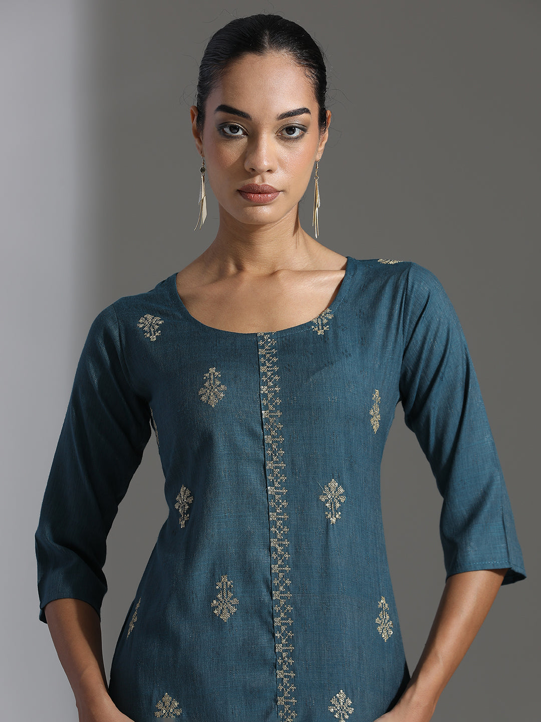 Woven Design Festive Straight Kurta