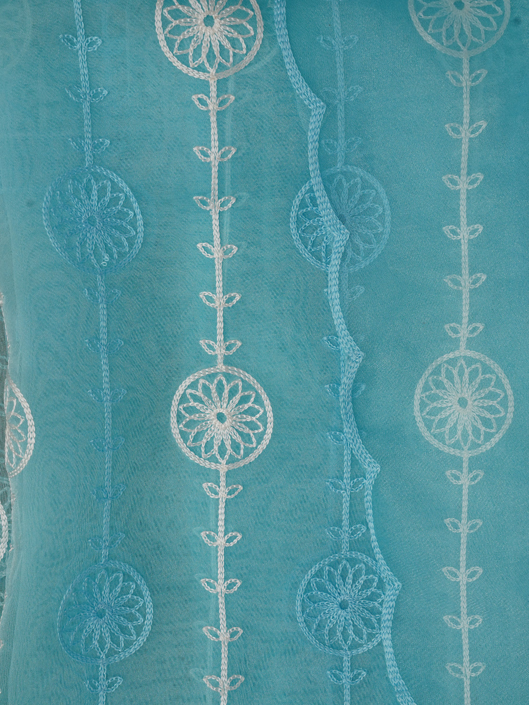 Sky Blue Unstitched Embroidered Organza Dress Material With Dupatta