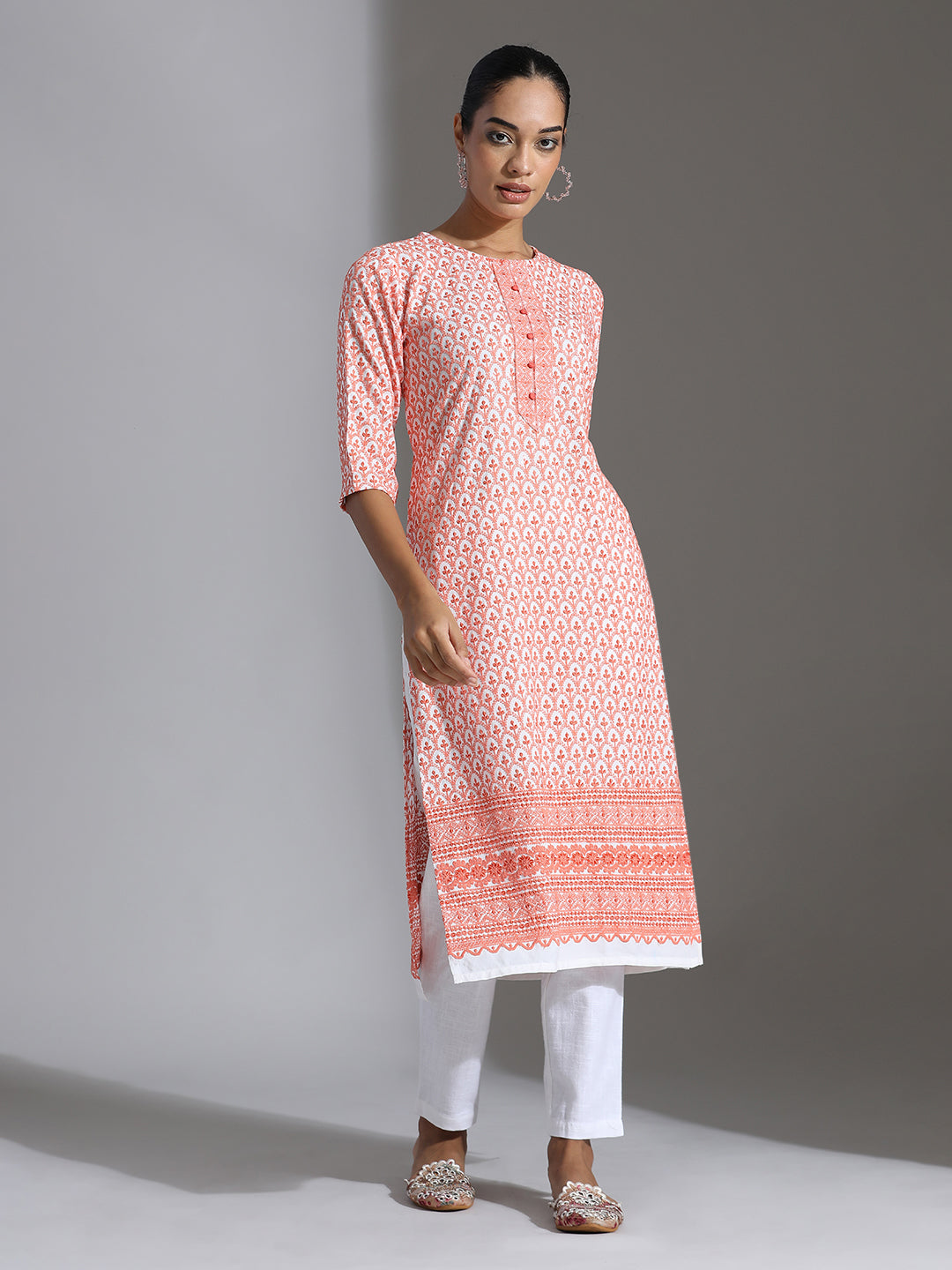 Heavy Embroidered Rayon Straight Kurta