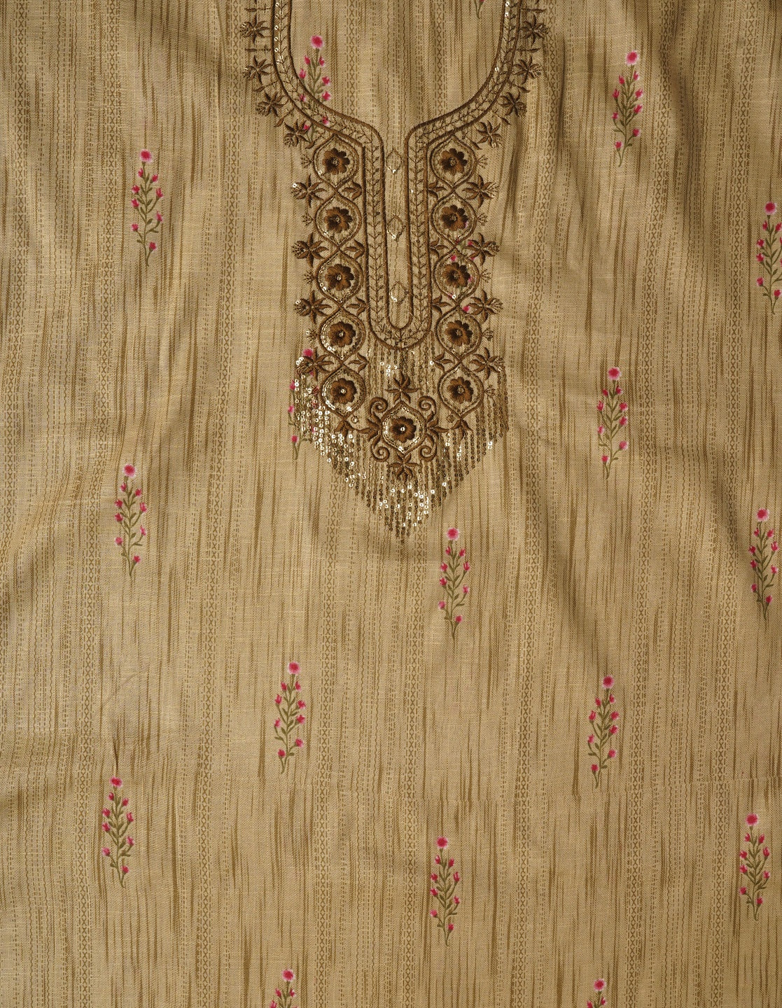 Embroidered Green Pure Cotton Dress Material with Dupatta