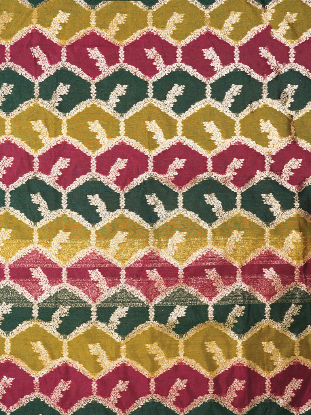 Multi Zari Woven Organza Dress Material With Dupatta